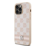 iPhone 15 Pro Max DKNY Ternet Mønster og Stribe Cover - Pink