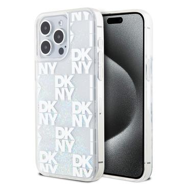iPhone 15 Pro Max DKNY Liquid Glitter Checkered Pattern Cover - Transparent