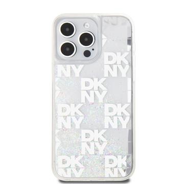 iPhone 15 Pro Max DKNY Liquid Glitter Checkered Pattern Cover - Transparent