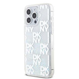 iPhone 15 Pro Max DKNY Liquid Glitter Checkered Pattern Cover - Transparent