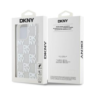 iPhone 15 Pro Max DKNY Liquid Glitter Checkered Pattern Cover - Transparent