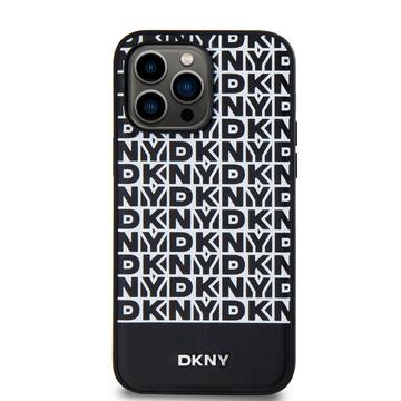 iPhone 15 Pro Max DKNY Repeat Pattern Bottom Stripe Cover - MagSafe-kompatibel - Sort