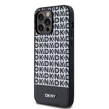 iPhone 15 Pro Max DKNY Repeat Pattern Bottom Stripe Cover - MagSafe-kompatibel - Sort