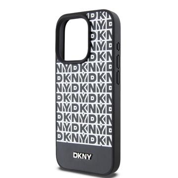 iPhone 15 Pro Max DKNY Repeat Pattern Bottom Stripe Cover - MagSafe-kompatibel - Sort