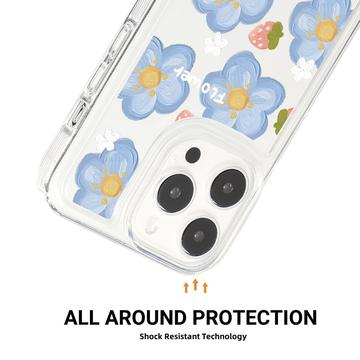 iPhone 15 Pro Max Fashion TPU Cover - blomster/jordbær