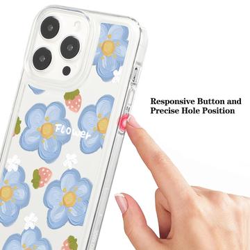 iPhone 15 Pro Max Fashion TPU Cover - blomster/jordbær