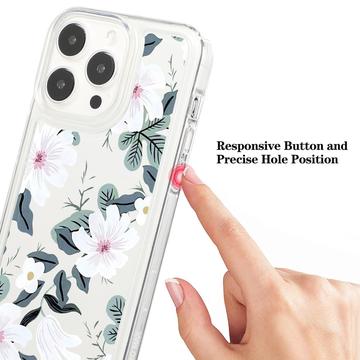 iPhone 15 Pro Max Fashion TPU Cover - hvide blomster