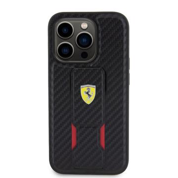 iPhone 15 Pro Max Ferrari Carbon Grip Stativ Cover - Sort