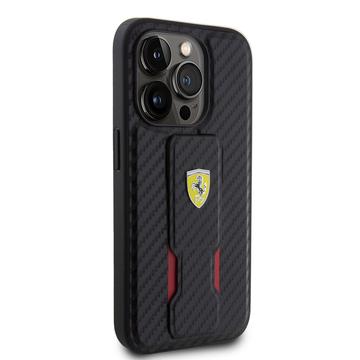 iPhone 15 Pro Max Ferrari Carbon Grip Stativ Cover - Sort