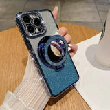iPhone 15 Pro Max Glam Magnetisk Hybrid Cover m. Spejl - Blå