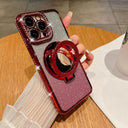 iPhone 15 Pro Max Glam Magnetisk Hybrid Cover m. Spejl - rød