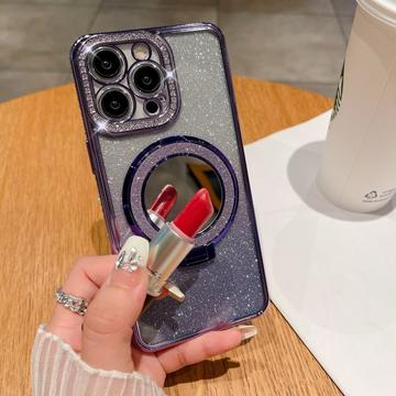 iPhone 15 Pro Max Glam Magnetisk Hybrid Cover m. Spejl - rød
