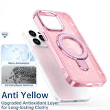iPhone 15 Pro Max Glitter Hybrid Cover med Kickstand - MagSafe-kompatibel - Pink