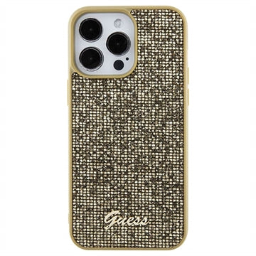 iPhone 15 Pro Max Guess Disco Metal Script Logo Cover - Guld