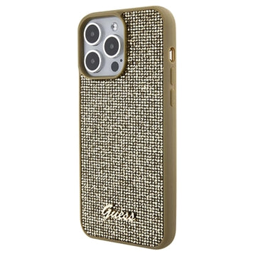 iPhone 15 Pro Max Guess Disco Metal Script Logo Cover - Guld