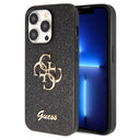 iPhone 15 Pro Max Guess Fixed Glitter 4G Metal Logo Cover - Sort