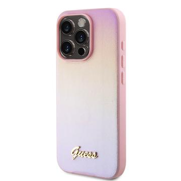 iPhone 15 Pro Max Guess Iridescent Metal Script Hybrid Cover - Pink