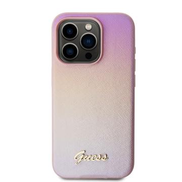 iPhone 15 Pro Max Guess Iridescent Metal Script Hybrid Cover - Pink