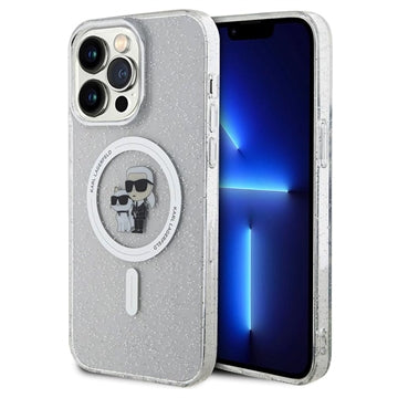 iPhone 15 Pro Max Karl Lagerfeld IML Glitter Karl & Choupette MagSafe Cover - Klar