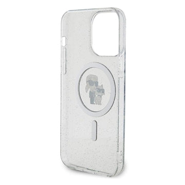 iPhone 15 Pro Max Karl Lagerfeld IML Glitter Karl & Choupette MagSafe Cover - Klar
