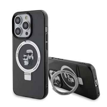 iPhone 15 Pro Max Karl Lagerfeld Ring Stand Karl & Choupette Mag Cover - Sort