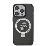 iPhone 15 Pro Max Karl Lagerfeld Ring Stand Karl & Choupette Mag Cover - Sort