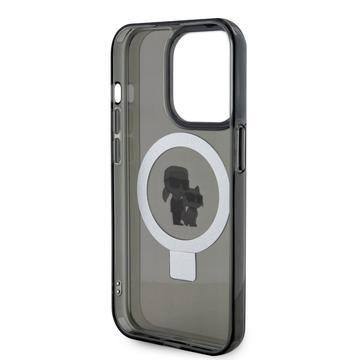 iPhone 15 Pro Max Karl Lagerfeld Ring Stand Karl & Choupette Mag Cover - Sort