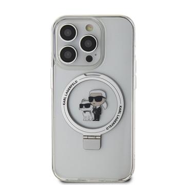 iPhone 15 Pro Max Karl Lagerfeld Ringstand Karl & Choupette Mag Case - Hvid