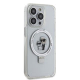 iPhone 15 Pro Max Karl Lagerfeld Ringstand Karl & Choupette Mag Case - Hvid