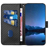 iPhone 15 Pro Max Premium Wallet-etui med rem - kulfiberstruktur - kulsort