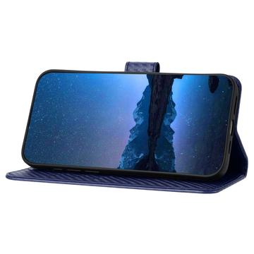 iPhone 15 Pro Max Premium Wallet-etui med rem - kulfiberstruktur - Kulstofblå