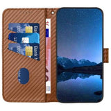 iPhone 15 Pro Max Premium Wallet-etui med rem - kulfiberstruktur - Kulstofkaffe