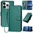 iPhone 15 Pro Max Premium Wallet-etui med rem - kulfiberstruktur - Kulstofgrøn