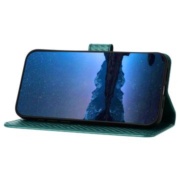 iPhone 15 Pro Max Premium Wallet-etui med rem - kulfiberstruktur - Kulstofgrøn
