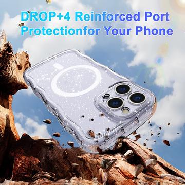 iPhone 15 Pro Max Wave-Edge Laser Glitter MagSafe Cover - Klar