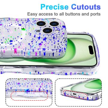iPhone 15 Pro Max Wave-Edge Laser Glitter MagSafe Cover - stjerne