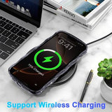 iPhone 15 Pro Max Wave-Edge Laser Glitter MagSafe Cover - Gennemsigtig sort