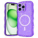 iPhone 15 Pro Max Wave-Edge Laser Glitter MagSafe Cover - Gennemsigtig lilla