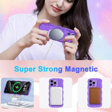 iPhone 15 Pro Max Wave-Edge Laser Glitter MagSafe Cover - Gennemsigtig lilla