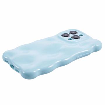 iPhone 15 Pro Max TPU-etui med bølget kant og slikbobler - babyblå