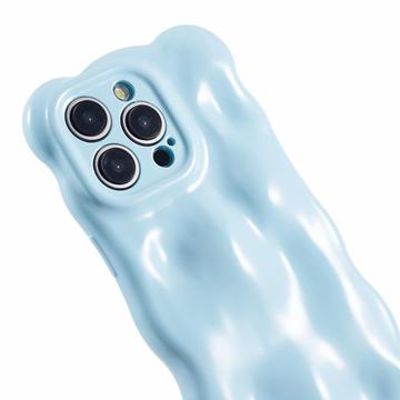 iPhone 15 Pro Max TPU-etui med bølget kant og slikbobler - babyblå