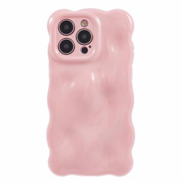iPhone 15 Pro Max TPU-etui med bølget kant og slikbobler - pink