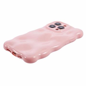 iPhone 15 Pro Max TPU-etui med bølget kant og slikbobler - pink