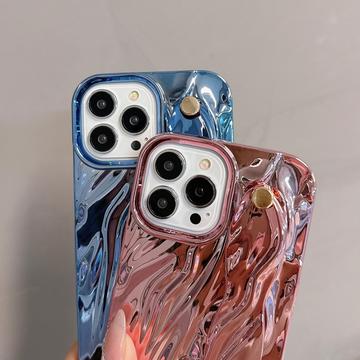 iPhone 15 Pro Max Rynket galvaniseret TPU Cover - Blå
