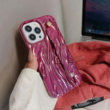 iPhone 15 Pro Max Rynket galvaniseret TPU Cover - Hot Pink