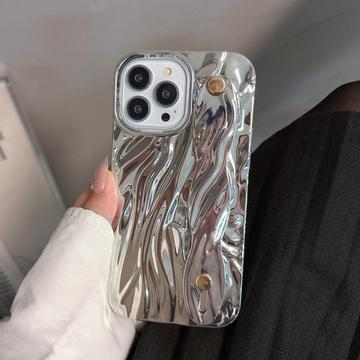 iPhone 15 Pro Max Rynket galvaniseret TPU Cover - Sølv
