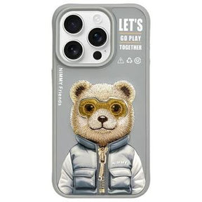 iPhone 15 Pro Nimmy Friends Cool&Cute 2.0 bjørne cover- grå