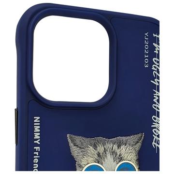 iPhone 15 Pro Nimmy Friends Glasses Cool Kat Cover - Blå