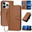 iPhone 15 Pro Premium Wallet-etui med rem - kulfiberstruktur - Kulstofkaffe