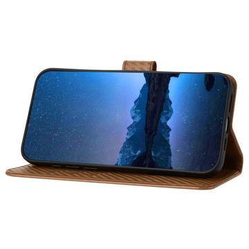 iPhone 15 Pro Premium Wallet-etui med rem - kulfiberstruktur - Kulstofkaffe